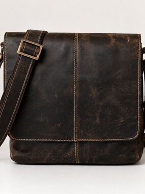 Vintage Danier Genuine Leather Messenger Bag Brown Crossbody Unisex